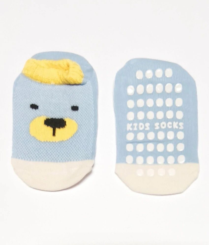 Protiskluzové síťované ponožky - MODRÉ - MEDVÍDEK - (3-5 let) L