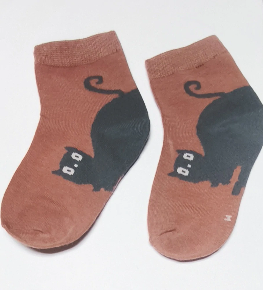 Ponožky - KOČKA - CIHLOVÉ (5-7 let) L