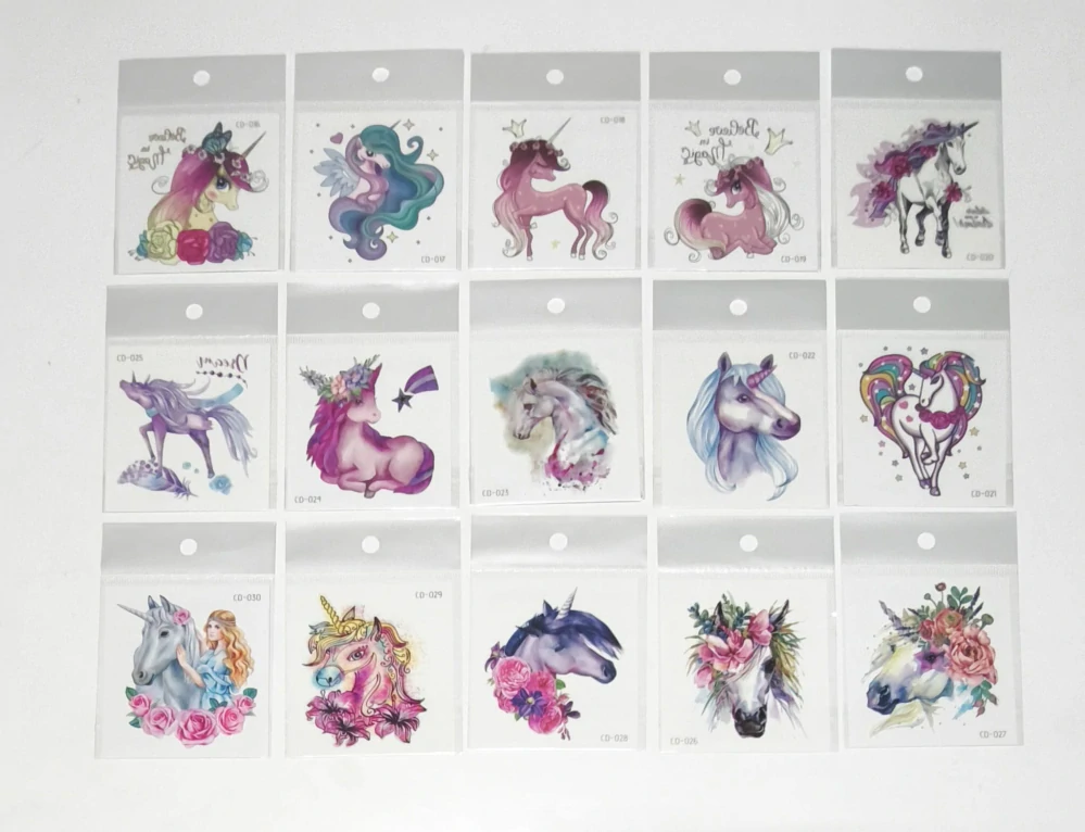 Dětské dočasné tetování - JEDNOROŽCI - 15 ks
