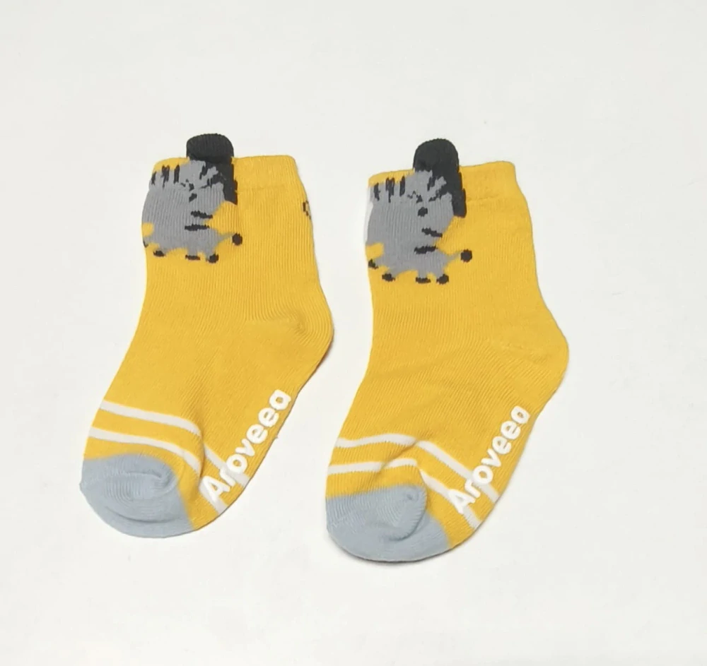 Protiskluzové ponožky s oušky - ŽLUTÉ - ZEBRA (4-6 let) L