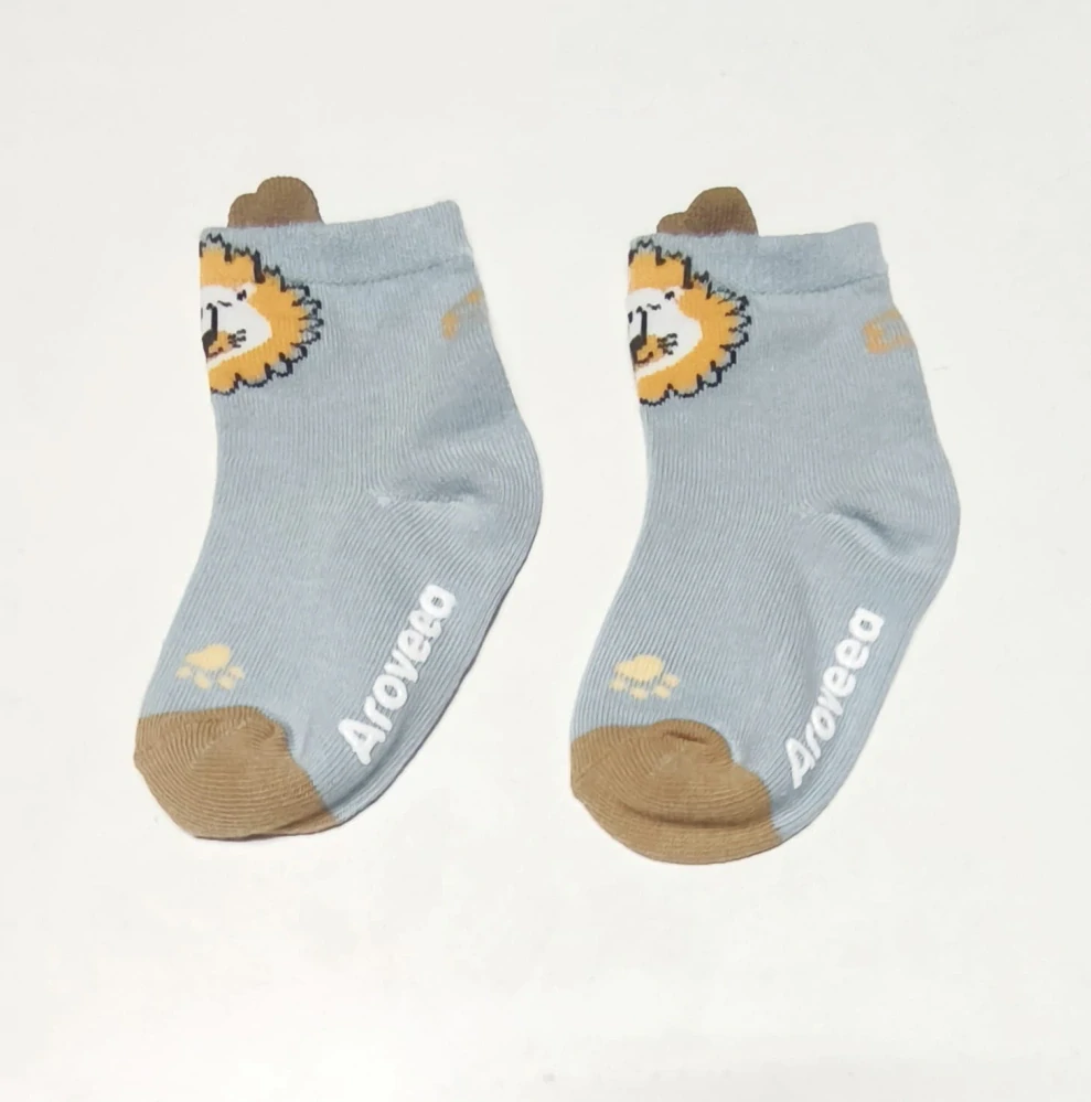 Protiskluzové ponožky s oušky - MODRÉ - LVÍČEK (2-4 roky) M