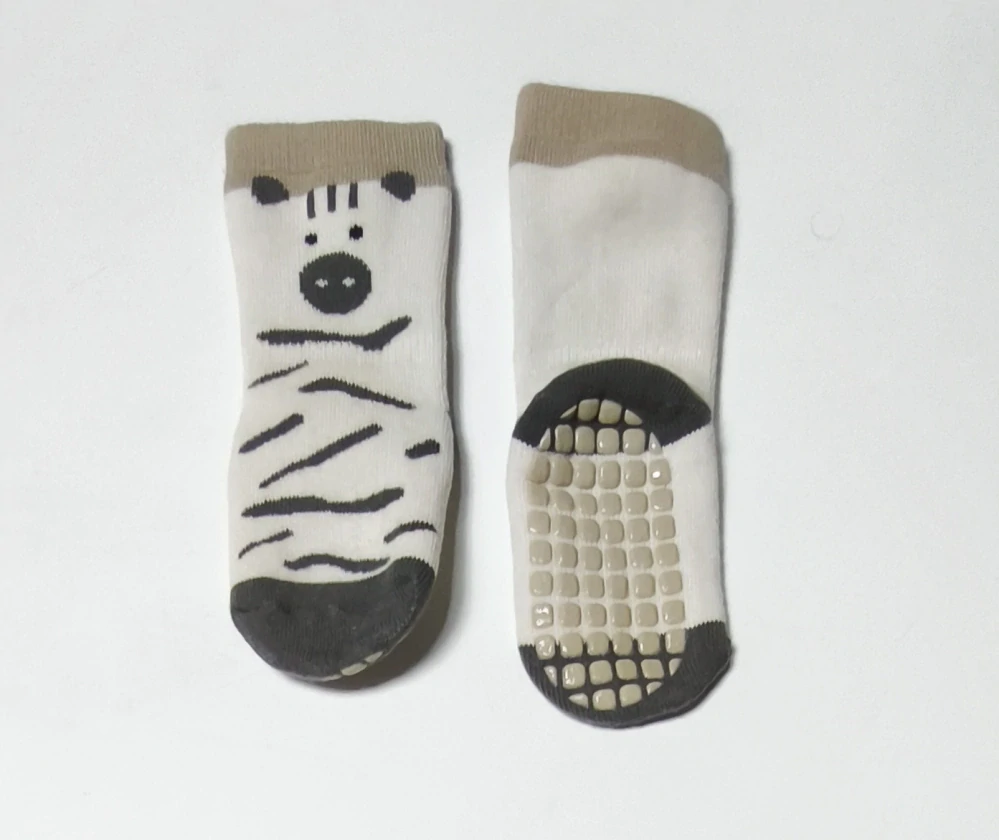 Teplé protiskluzové ponožky - ZEBRA (0-12 m) S - 1 pár