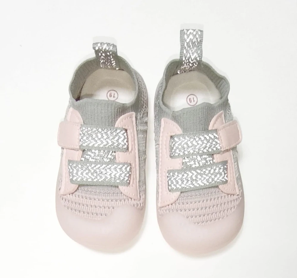 Dětské první botičky "First Steps" s reflexními prvky a anatomickou vložkou - ŠEDORŮŽOVÉ - (12-18m)