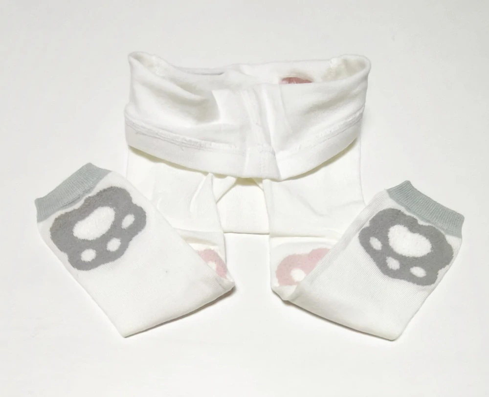 Dětské punčocháče bez chodidel s 3D prvky - SMETANOVÉ - KOČKA - (2-4 roky)