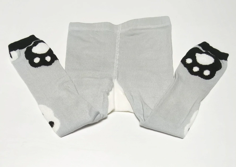 Dětské punčocháče bez chodidel s 3D prvky - SVĚTLE ŠEDÉ - MÝVAL - (2-4 roky)