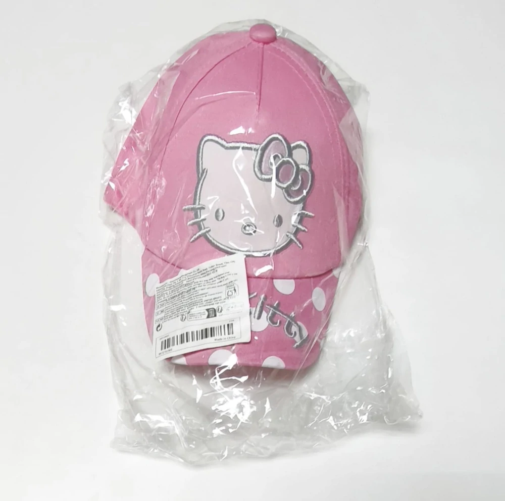 Dětská kšiltovka s motivem Hello Kitty a puntíky - SVĚTLE RŮŽOVÁ (3-8 let)