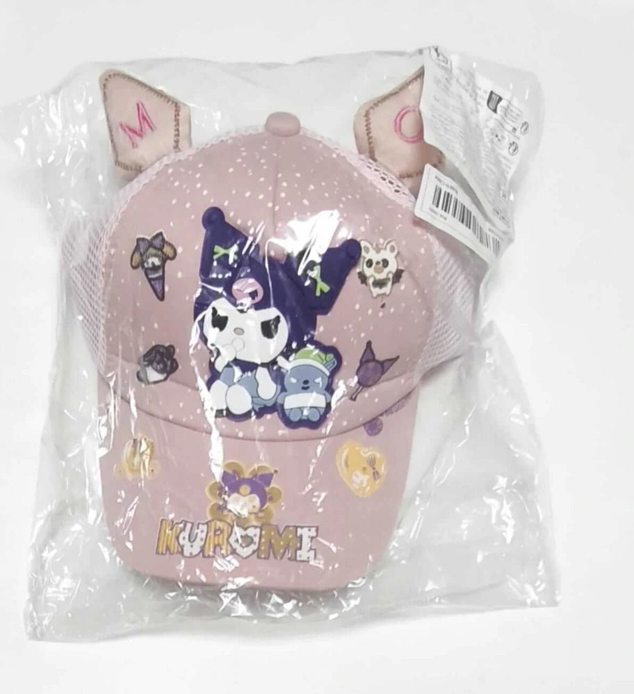 Dětská 3D kšiltovka Kuromi se síťovinou a oušky - RŮŽOVÁ (3-7 let)