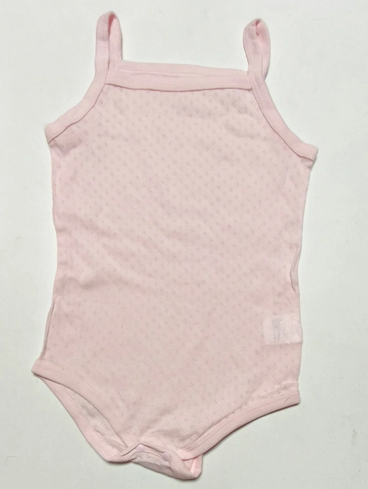 Prodyšné dětské body na ramínka – 100% bavlna - RŮŽOVÉ - (18-24 m)