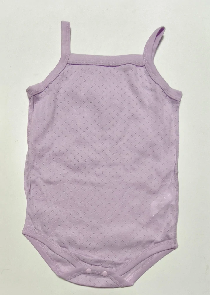 Prodyšné dětské body na ramínka – 100% bavlna - FIALOVÉ - (18-24 m)