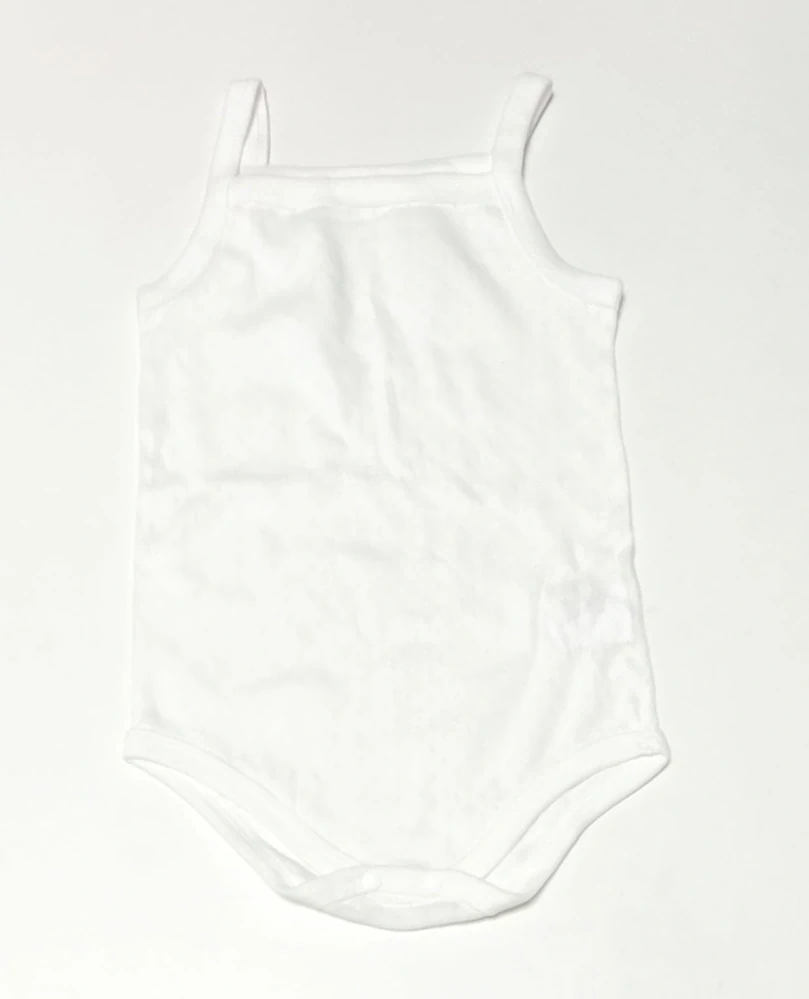 Prodyšné dětské body na ramínka – 100% bavlna - BÍLÉ - (12-18 m)