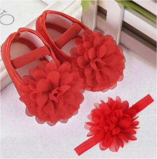 Set balerínky+čelenka - ČERVENÉ (12-18m)