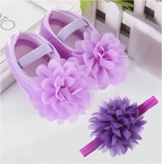 Set balerínky+čelenka - FIALOVÉ (6-12m)