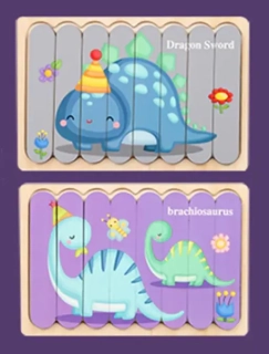 Oboustranné dřevěné puzzle (S) - DINOSAURUS 