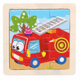 Dřevěné puzzle pro nejmenší (S) - HASIČSKÉ AUTO