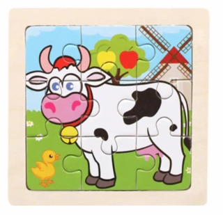 Dřevěné puzzle pro nejmenší (S) - KRAVIČKA