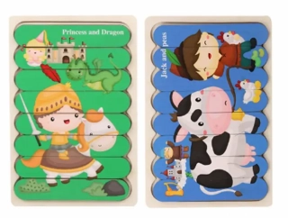 Oboustranné dřevěné puzzle (S) - RYTÍŘ