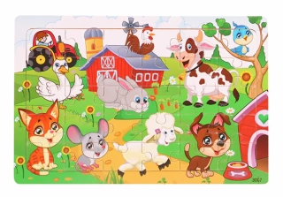 Dřevěné puzzle pro nejmenší (L-30ks) - FARMA