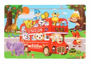 Dřevěné puzzle pro nejmenší (L-30ks) - AUTOBUS