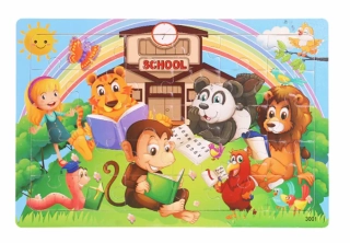 Dřevěné puzzle pro nejmenší (L-30ks) - ŠKOLA