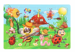 Dřevěné puzzle pro nejmenší (L-30ks) - HOUBA