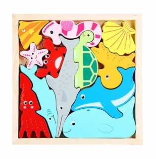 Dřevěné 3D puzzle - MOŘSKÁ ZVÍŘÁTKA
