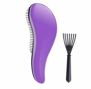 Set (kartáč na vlasy + čistič kartáčů) - FIALOVÝ