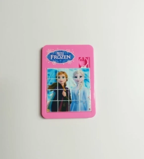 Kapesní posuvné puzzle 4 x 4 - LEDOVÉ KRÁLOVSTVÍ - Anna a Elsa - růžové