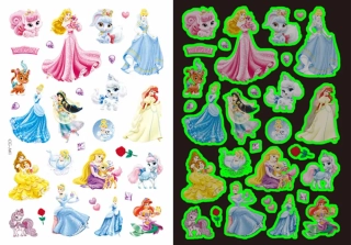 Dětské dočasné tetování - SVÍTÍCÍ VE TMĚ - DISNEY PRINCEZNY 1