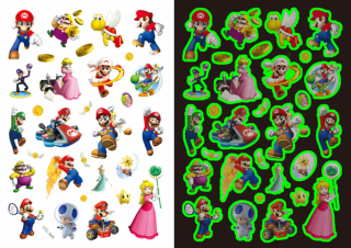 Dětské dočasné tetování - SVÍTÍCÍ VE TMĚ - SUPER MARIO BROS. 1