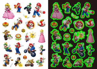 Dětské dočasné tetování - SVÍTÍCÍ VE TMĚ - SUPER MARIO BROS. 2