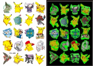 Dětské dočasné tetování - SVÍTÍCÍ VE TMĚ - POKÉMON - PIKACHU 5