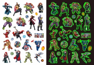Dětské dočasné tetování - THE AVENGERS 2 - SVÍTÍCÍ VE TMĚ