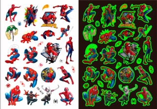 Dětské dočasné tetování - SVÍTÍCÍ VE TMĚ - SPIDER MAN 6