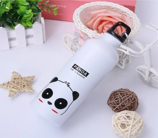 Outdoorová hliníková láhev s karabinou - PANDA - 500 ml