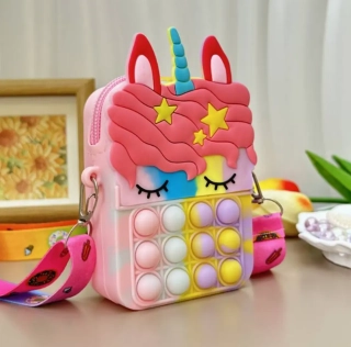 Mini silikonová kabelka - POP IT - Jednorožec 2