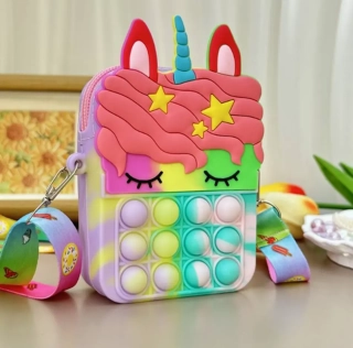 Mini silikonová kabelka - POP IT - Jednorožec 3