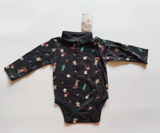 Vánoční body s dlouhými rukávy a límcem (9-12 m)