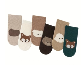 Teplé protiskluzové ponožky - STŘEDNĚ HNĚDÉ - KUŘÁTKO - (3-5let) L