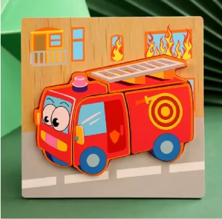 Dřevěné puzzle pro nejmenší (S) - HASIČSKÉ AUTO