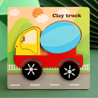 Dřevěné puzzle pro nejmenší (S) - STAVEBNÍ AUTO