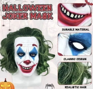 Realistická hororová 3D maska - HALLOWEEN - JOKER (A)