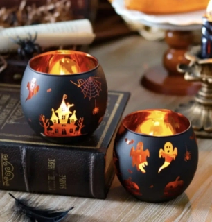 Skleněné svícny - HALLOWEEN - 2 ks