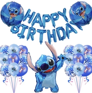 Set balónků k narozeninám - POHÁDKA LILO A STITCH - STITCH - 34 ks