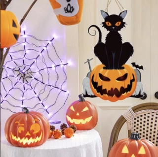 Papírová dekorace - HALLOWEEN - KOČKA