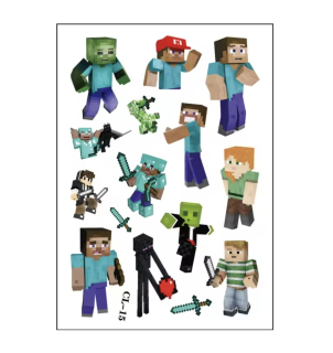 Dětské dočasné tetování - MINECRAFT (F)