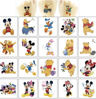 Dětské dočasné tetování - 20 ks - DISNEY POHÁDKY (B)