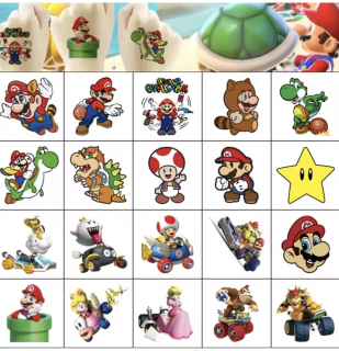Dětské dočasné tetování - 20 ks - SUPER MARIO BROS. (B)