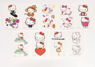 Dětské dočasné tetování - SANRIO - HELLO KITTY - 9 ks (B)