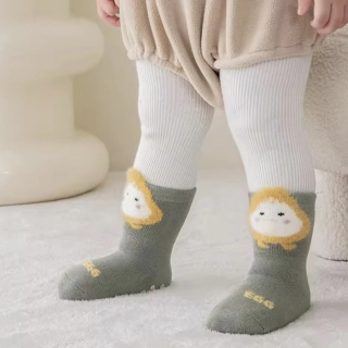 Teplé protiskluzové ponožky - KHAKI - (12-24m) M
