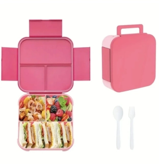 Svačinový box s příborem - LUNCH BOX - RŮŽOVÝ